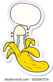 cartoon crying banana with speech bubble sticker