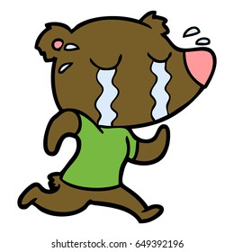 cartoon crying bear running