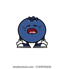 Cartoon Crying Blueberry Character
