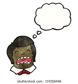 cartoon crying boy with thought bubble