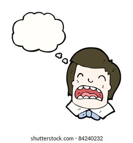 cartoon crying boy with thought bubble