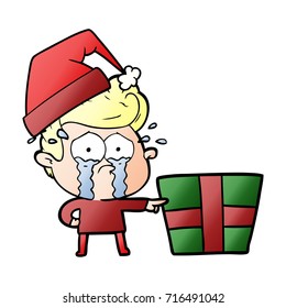 cartoon crying christmas boy
