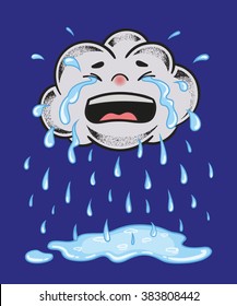 Cartoon Crying Cloud. Tears Like Rain