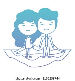 cartoon crying couple on field kawaii characters