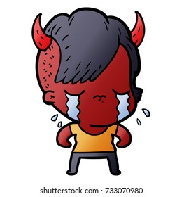 cartoon crying devil girl