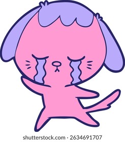 desenho animado cão chorando em cores neon brilhantes