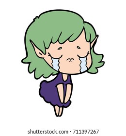 cartoon crying elf girl