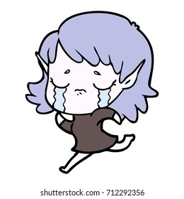 cartoon crying elf girl