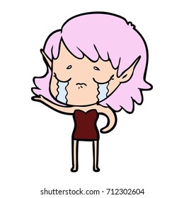 cartoon crying elf girl