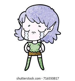 cartoon crying elf girl