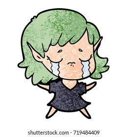 cartoon crying elf girl