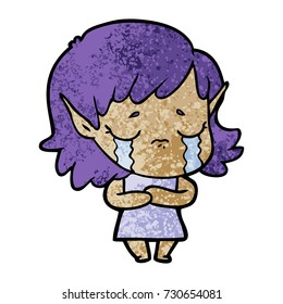 cartoon crying elf girl