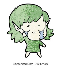 cartoon crying elf girl