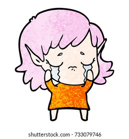 cartoon crying elf girl