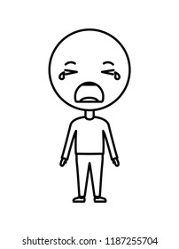 cartoon crying emoticon with body kawaii character