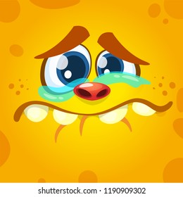 Cartoon of Crying Funny Monster face avatar. Vector illustration for Halloween