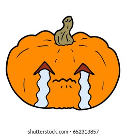 cartoon crying halloween pumpkin