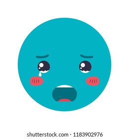 cartoon crying head kawaii character