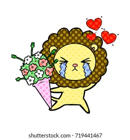 cartoon crying lion in love