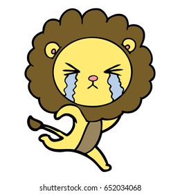 cartoon crying lion running away
