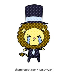 cartoon crying lion wearing shirt and tie