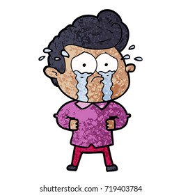 cartoon crying man with hands on hips