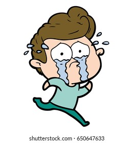 cartoon crying man running