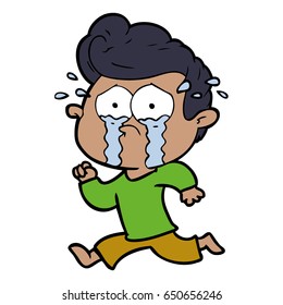 cartoon crying man running