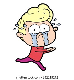 cartoon crying man running