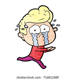cartoon crying man running