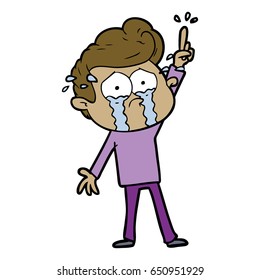 cartoon crying man trying to ask a question