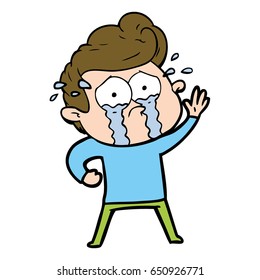 cartoon crying man waving