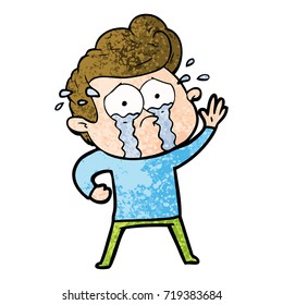 cartoon crying man waving