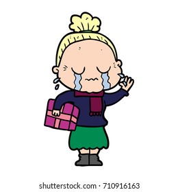cartoon crying old lady