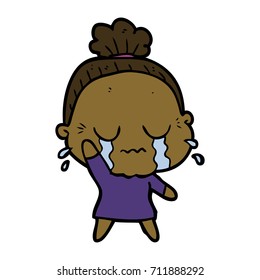 cartoon crying old lady