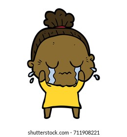 cartoon crying old lady