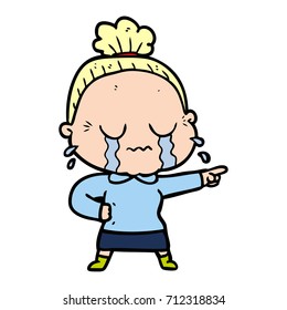 cartoon crying old lady