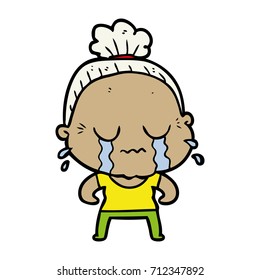 anciana llorosa de caricatura