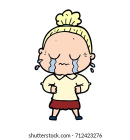 cartoon crying old lady