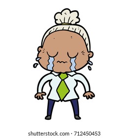 cartoon crying old lady