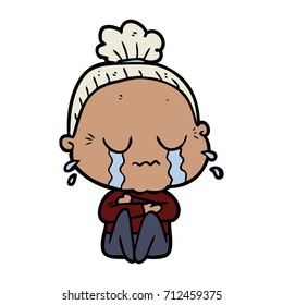 cartoon crying old lady