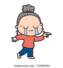 cartoon crying old lady