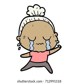 anciana llorosa de caricatura