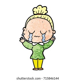 cartoon crying old lady