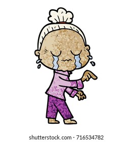 cartoon crying old lady