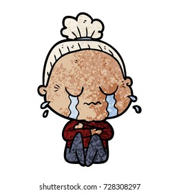 cartoon crying old lady