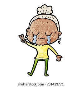 Cartoon weinend alte Dame