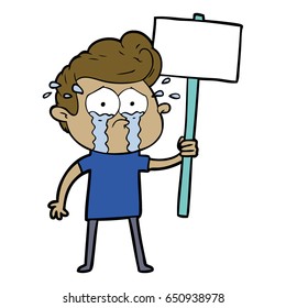 cartoon crying protester