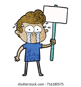 cartoon crying protester
