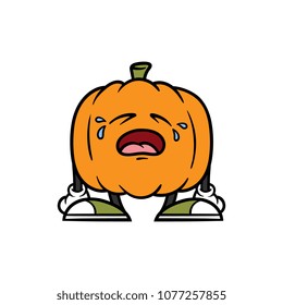Cartoon Crying Pumpkin Character